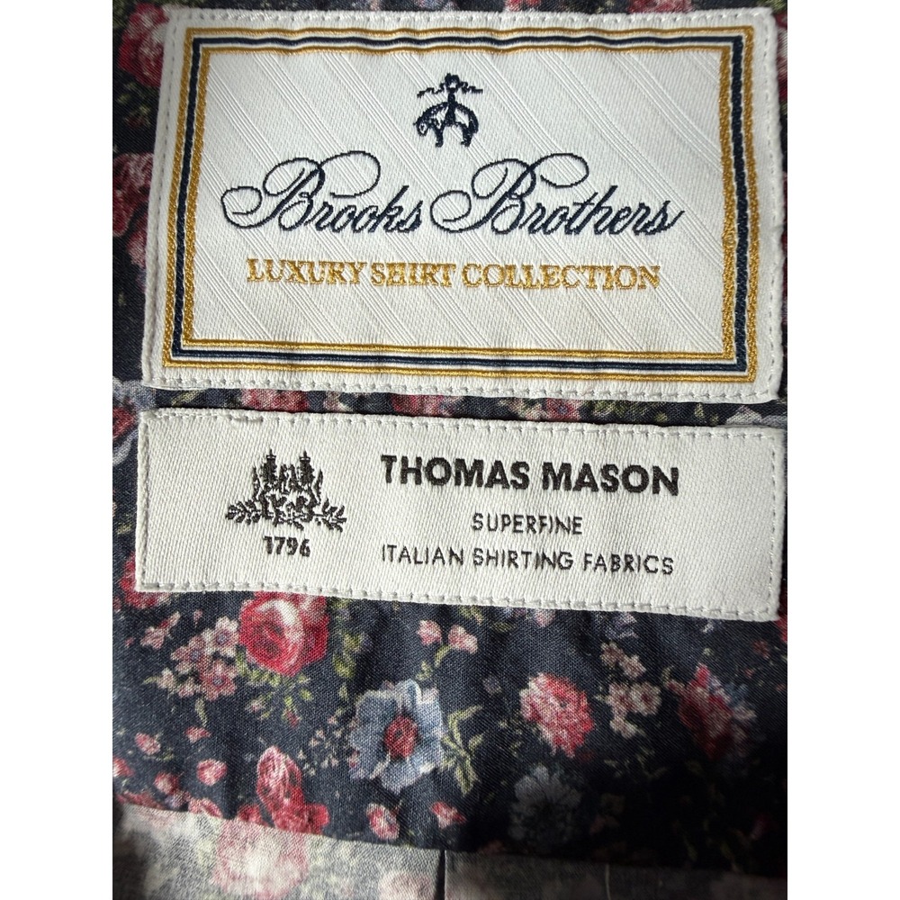 Brooks Brothers Thomas Mason Luxury Shirt Collection Floral Mens XL Madison Fit - Picture 6 of 8